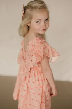 DAMES Konges Slojd Jurken & Salopettes | Jurken^Dress Ava bow gots | Lacy pink |