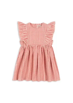 DAMES Konges Slojd Jurken & Salopettes | Jurken^Dress Kim frill gots | Flamingo plume check |