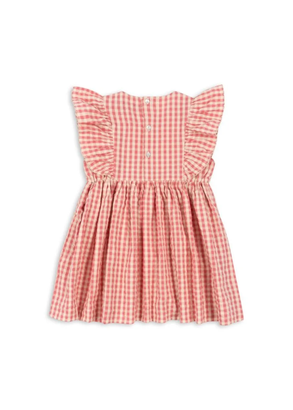 DAMES Konges Slojd Jurken & Salopettes | Jurken^Dress Kim frill gots | Flamingo plume check |