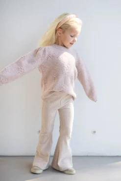 DAMES Navy Natural Broeken & Leggings | Broeken^Flared broek | Rib crème |