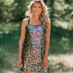 DAMES Poespas Jurken^Jurk Quinn | Silver sequins | Gestuz