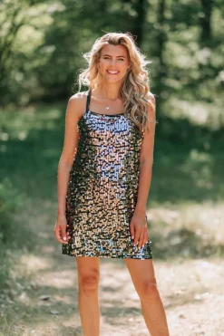 DAMES Poespas Jurken^Jurk Quinn | Silver sequins | Gestuz