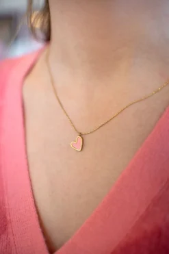 DAMES Studio Poespas Sieraden | Snøpskes^Ketting falling in love | Roze/goud |
