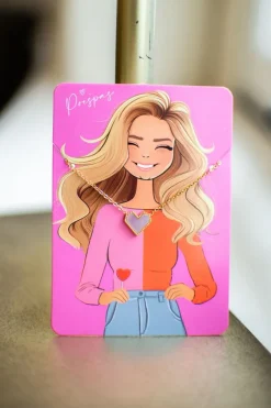 DAMES Studio Poespas Sieraden | Snøpskes^Ketting hartje geometrisch | Roze/goud |