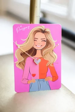 DAMES Studio Poespas Sieraden | Snøpskes^Ketting hartje geometrisch | Roze/goud |