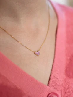 DAMES Studio Poespas Sieraden | Snøpskes^Ketting hartje geometrisch | Roze/goud |