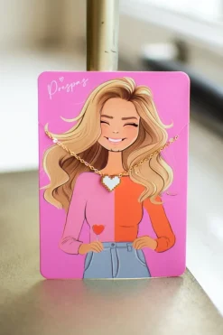 DAMES Studio Poespas Sieraden | Snøpskes^Ketting hartje pixel | Wit/goud |