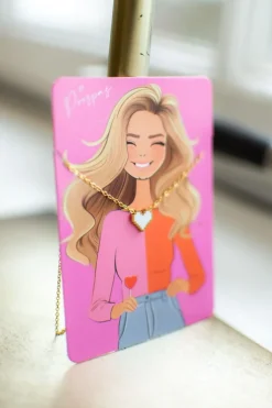 DAMES Studio Poespas Sieraden | Snøpskes^Ketting hartje pixel | Wit/goud |