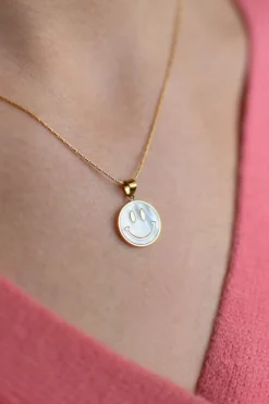 DAMES Studio Poespas Sieraden | Snøpskes^Ketting smiley | Wit/goud |