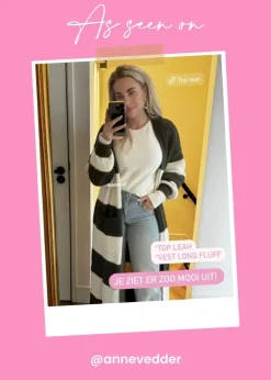 DAMES Studio Poespas Vesten | Vesten & Truien^Long Cardigan Fluff | Stripes |