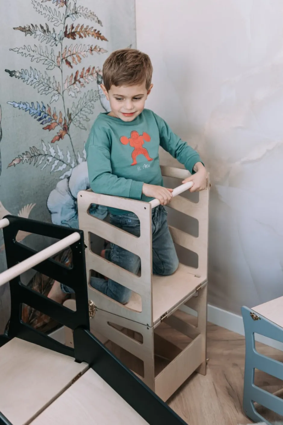 Poespas Houten Speelgoed | Educatief Speelgoed^Modulair kidsmeubel | Keukenkruk | Bureau | Glijbaan
