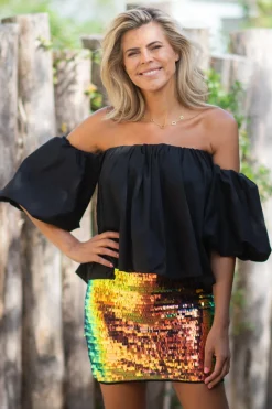 DAMES Garçonne Tops^Off-shoulder top Idra | Zwart