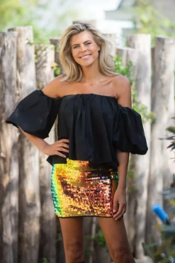 DAMES Garçonne Tops^Off-shoulder top Idra | Zwart