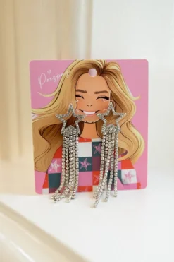 DAMES Z-Style Sieraden^Oorbellen Clara glittersterren | Zilver