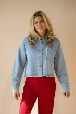 DAMES Refined Department Blouses | Tops^Oversized cropped blouse Mary | Blue denim |