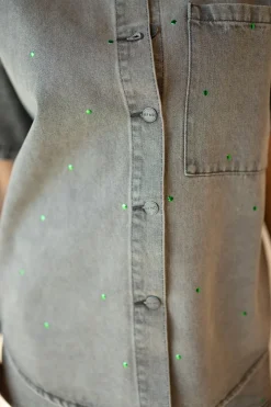 DAMES Refined Department Co-ords | Blouses^Oversized denim blouse studs Didi | Mid grey |