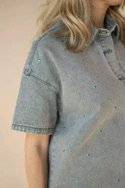 DAMES Refined Department Co-ords | Blouses^Oversized denim blouse studs Didi | Mid grey |