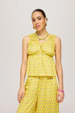 DAMES Poespas Broeken^Pants Alexis | Hearts bouquet lime | Harper & Yve