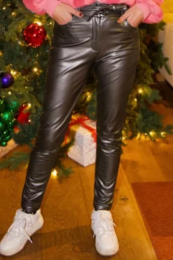 DAMES Studio Poespas Broeken | Snøpskes^Pants Anna-Mae vegan leather | Titanium bronze |