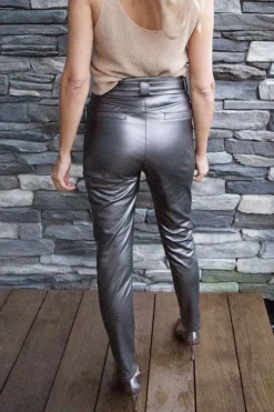 DAMES Studio Poespas Broeken | Snøpskes^Pants Anna-Mae vegan leather | Titanium bronze |