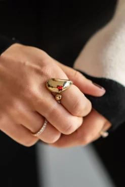 DAMES WAUW Fashion Sieraden | Snøpskes^Ring bubble | Goud | Studio Poespas