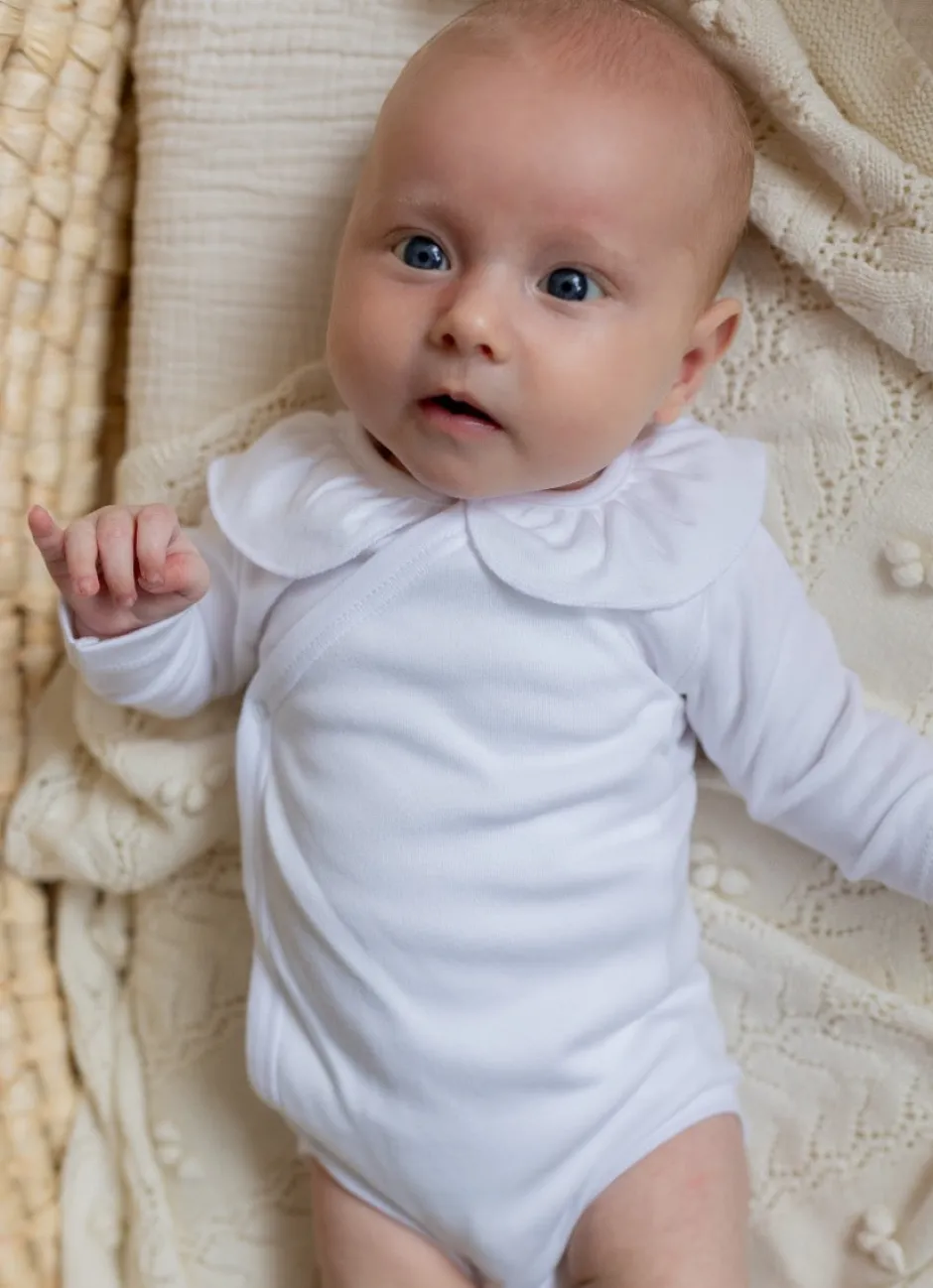 Poespas Rompers^Romper Loet | Volantkraag wit | Lange mouwen | Babidu