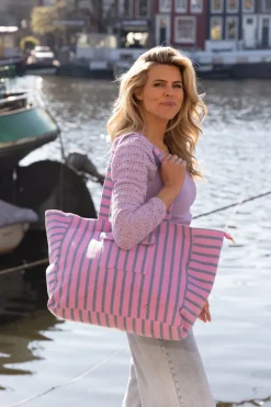 DAMES Studio Poespas Tassen | Snøpskes^Shopper Stripe-a-licious | Blue purple |