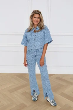 DAMES Refined Department Co-ords | Blouses^Shortsleeve blouse Suusy | Blue denim |