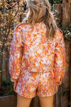 DAMES Poespas Co-ords | Shorts^Skort Shiny flowers | Orange