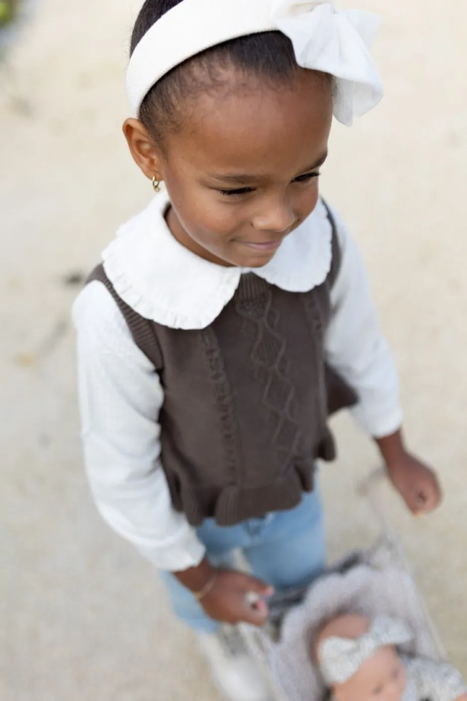 Poespas Truien & Vesten | Truien & Vesten^Slipover Knit | Chocolate | En Fant