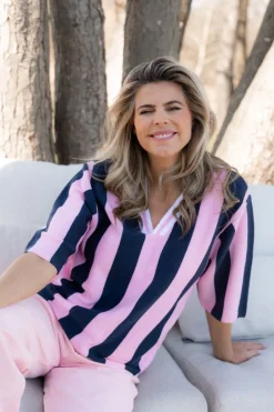 DAMES Studio Poespas Tops | Tops^Soccer Tee | Pink vs. Navy |