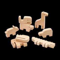 Liewood Educatief Speelgoed | Open Ended Speelgoed^Stackable animals Thorkild | Natural |