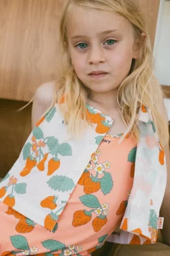 DAMES Tinycottons Co-ords | Co-ords^Strawberries woven crop top | Pastel pink |