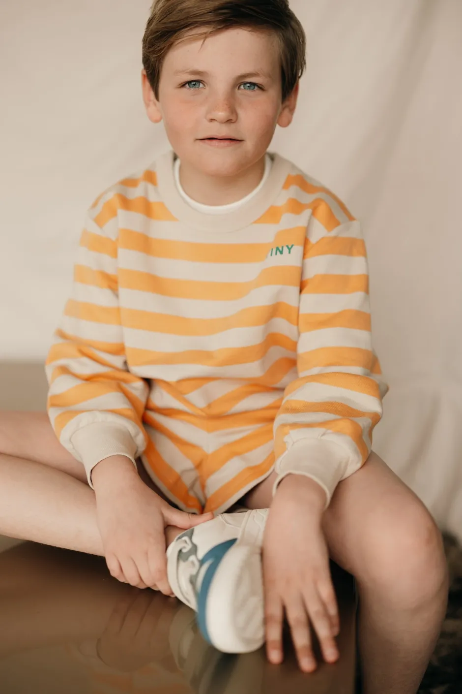 DAMES Tinycottons Co-ords | Co-ords^Stripes sweatshirt | Orange/dark vanilla |