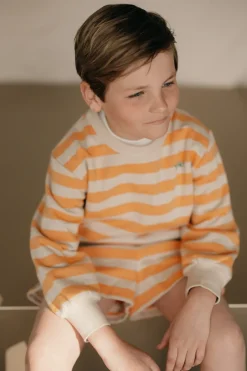 DAMES Tinycottons Co-ords | Co-ords^Stripes sweatshirt | Orange/dark vanilla |