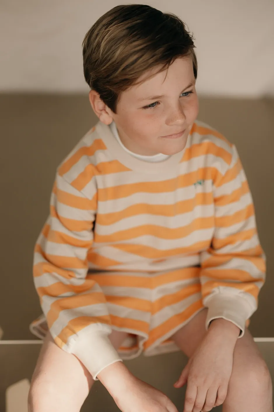 DAMES Tinycottons Co-ords | Co-ords^Stripes sweatshirt | Orange/dark vanilla |