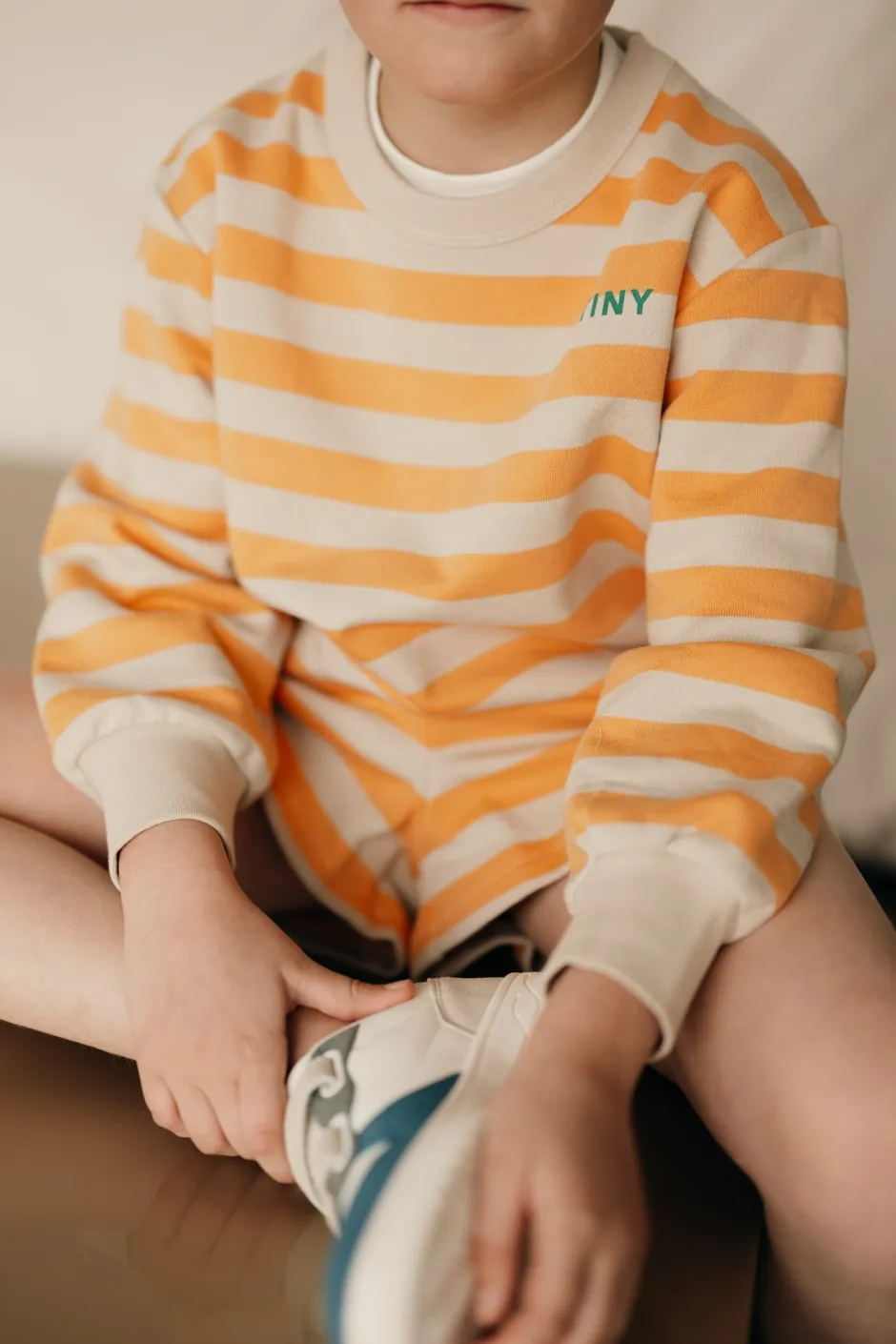 DAMES Tinycottons Co-ords | Co-ords^Stripes sweatshirt | Orange/dark vanilla |