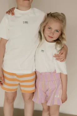 DAMES Tinycottons Co-ords | Co-ords^Stripes tiny short | Orange/dark vanilla |