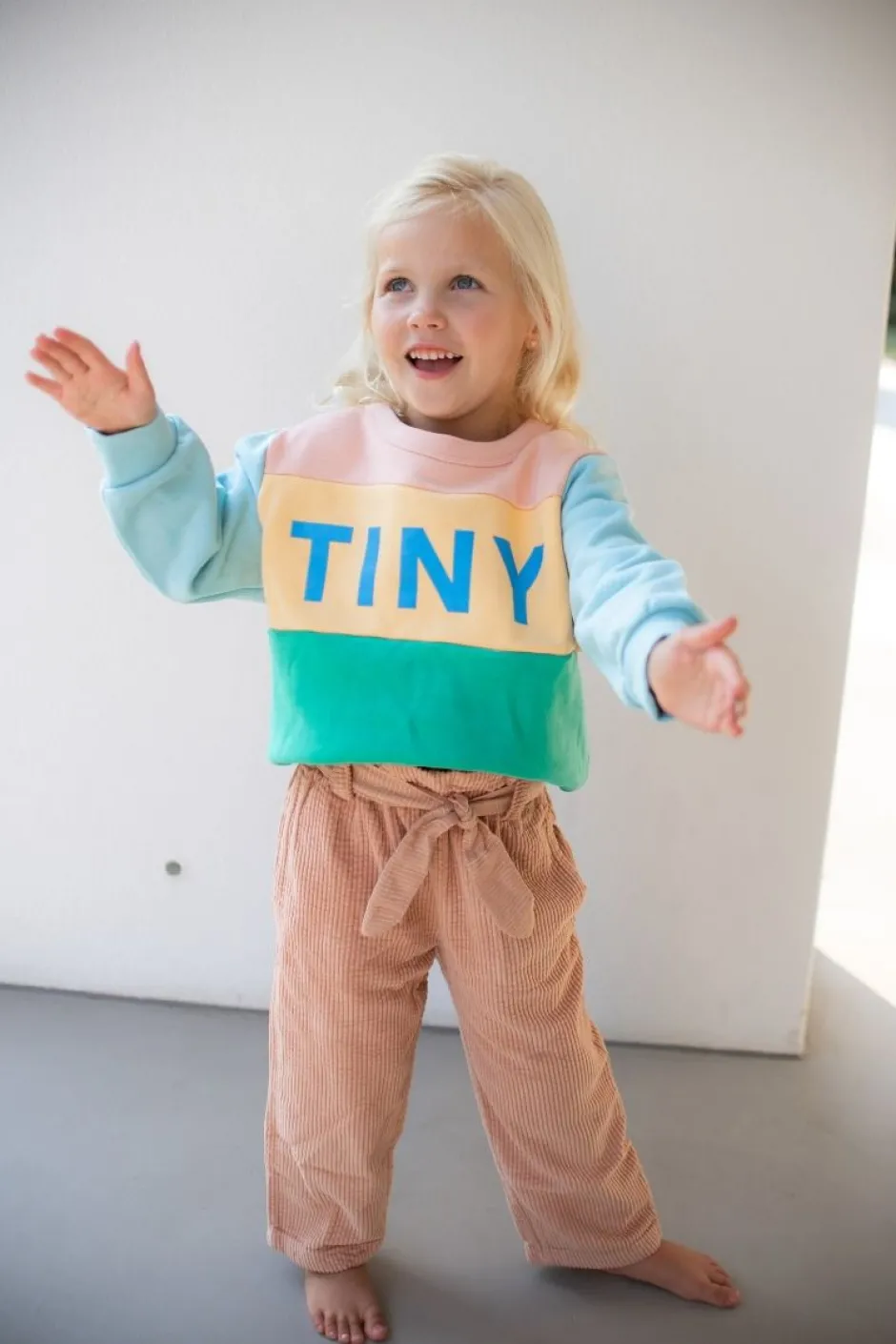 Tinycottons Truien & Vesten^Sweatshirt colourblock | Wild rose/emerald |
