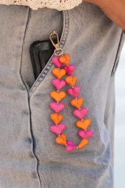 DAMES Studio Poespas Telefoonkoorden | Snøpskes^Telefoonkoord Sugar hearts | Orange pink |