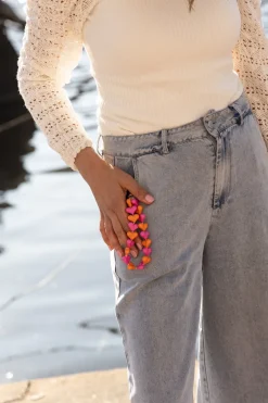 DAMES Studio Poespas Telefoonkoorden | Snøpskes^Telefoonkoord Sugar Hearts | Orange pink |