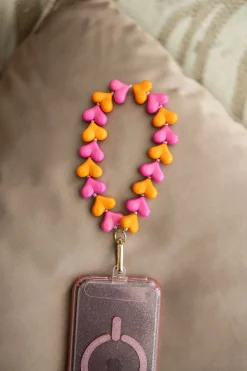 DAMES Studio Poespas Telefoonkoorden | Snøpskes^Telefoonkoord Sugar Hearts | Orange pink |