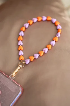 DAMES Studio Poespas Telefoonkoorden | Snøpskes^Telefoonkoord tiny Sugar Hearts | Orange purple |