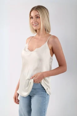 DAMES Nukus Basics | Tops^Top Aniek silky | Off-white |