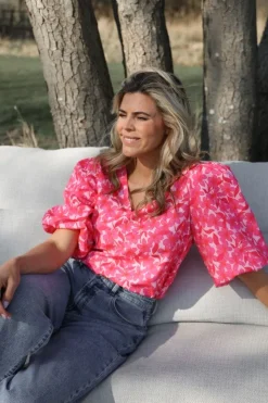 DAMES Ydence Co-ords^Top Meredith | Pink flower |