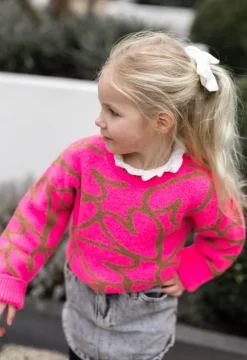 Studio Poespas Truien & Vesten | Truien & Vesten^Trui Dottie kids | Neon pink & sand |