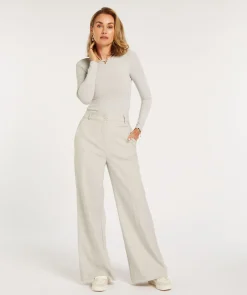 DAMES By Mev Broeken^Wide leg pantalon Kate | Light grey melange | JOSH V