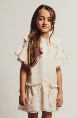 DAMES Baje Studio Jurken & Salopettes | Jurken^Woven ruffle dress Nova | Off-white |