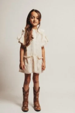 DAMES Baje Studio Jurken & Salopettes | Jurken^Woven ruffle dress Nova | Off-white |